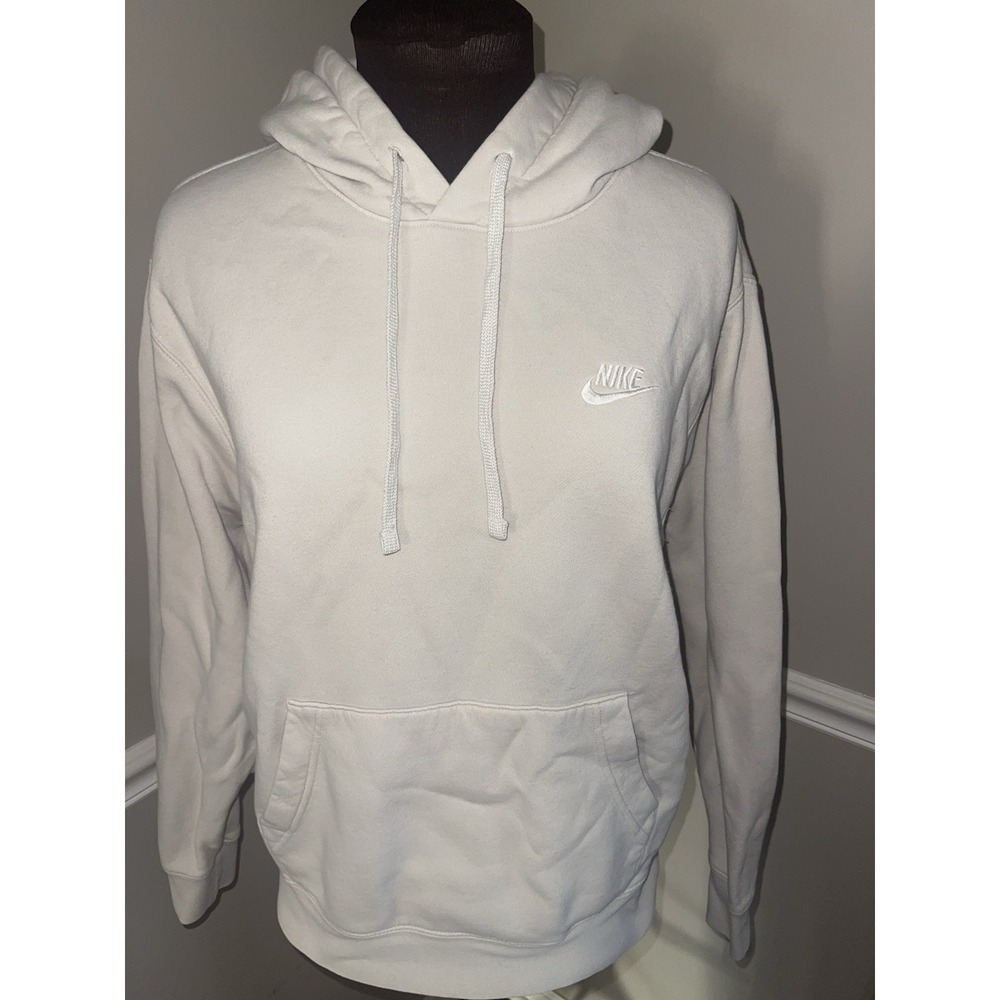 Nike Mens Sportswear Club Fleece Pullover Hoodie Cream Beige Size M